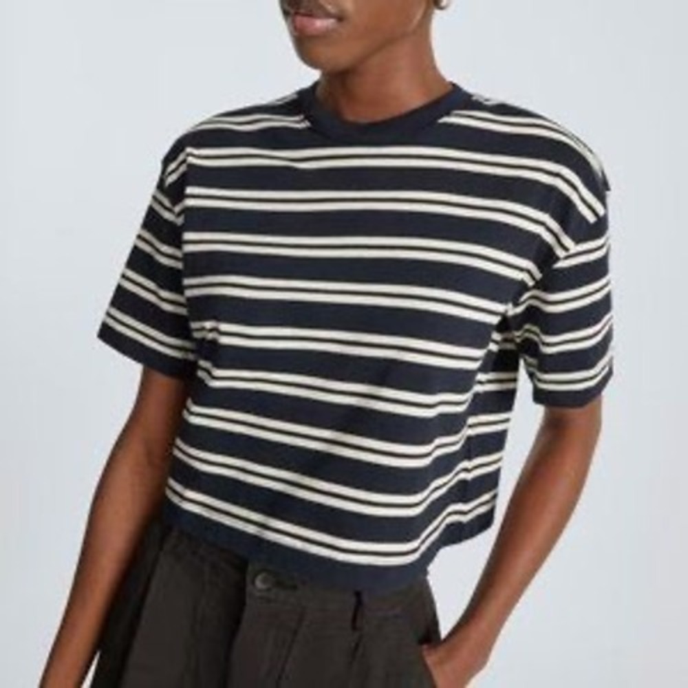 Everlane Black and White Striped Crop Top